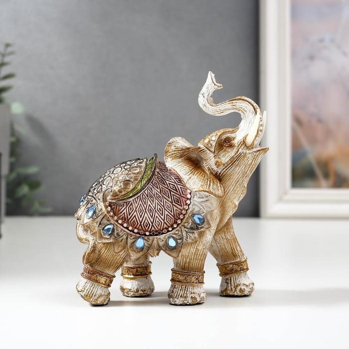Сувенир полистоун Сувенир полистоун "Слон в попоне с сапфирами" МИКС под дерево 14х13х6 см