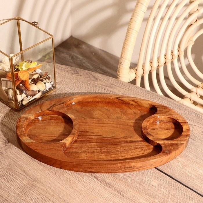 Поднос дерево с 3 нишами 39х23,5 см Поднос дерево с 3 нишами 39х23,5 см