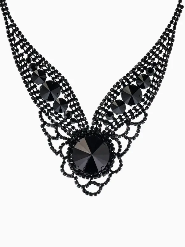 Набор 2 предмета: серьги, колье &laquo;Вернисаж&raquo;, круг ажурный, чёрный, 35 см