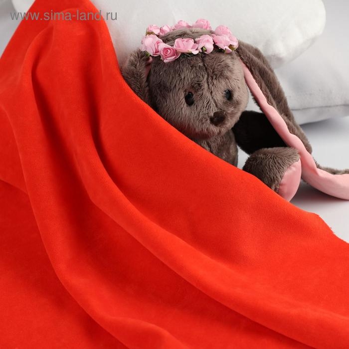 Отрез трикотажный для рукоделия, велюр, цвет красный, 45 × 50 см Отрез трикотажный для рукоделия, велюр, цвет красный, 45 × 50 см