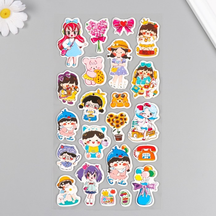 Наклейки для творчества бумага Наклейки для творчества бумага "Маленькие красотки" 15х30 см