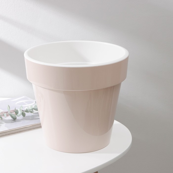 Кашпо для цветов со вставкой «Порто», 6 л, цвет жемчужный Кашпо для цветов со вставкой «Порто», 6 л, цвет жемчужный