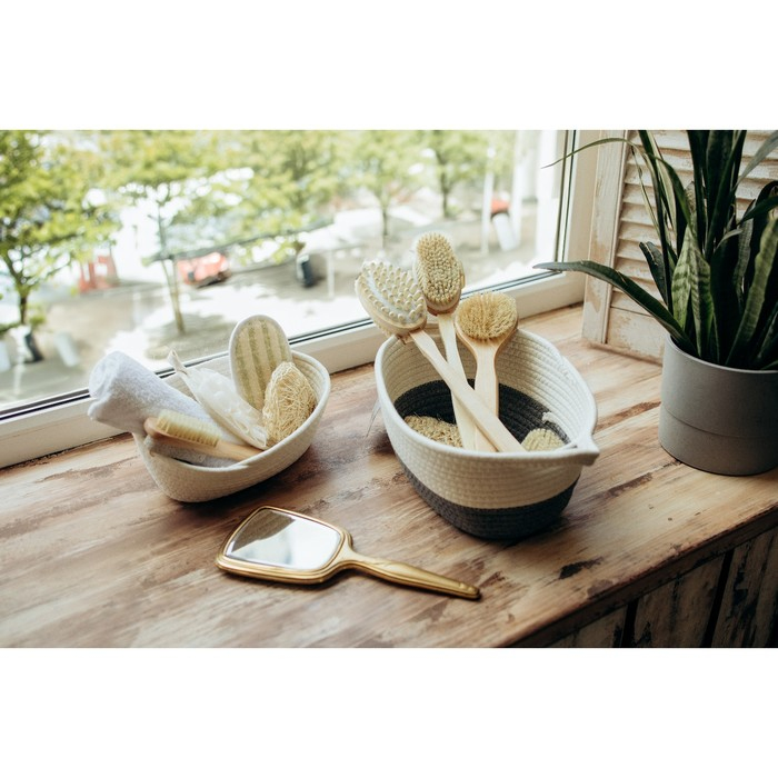 Корзина для хранения плетёная ручной работы LaDо́m «Рита», 34×23×14 см, цвет серый Корзина для хранения плетёная ручной работы LaDо́m «Рита», 34×23×14 см, цвет серый