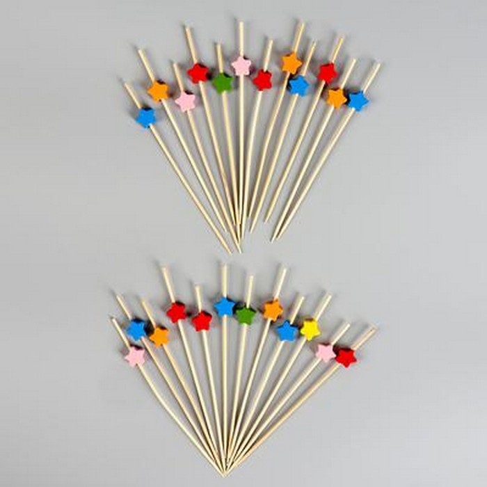 Шпажки «Звёзды», в наборе 24 шт., цвета МИКС Шпажки «Звёзды», в наборе 24 шт., цвета МИКС