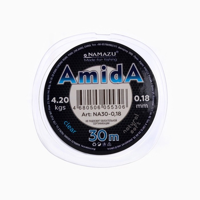 Леска Naмazu Aмida, диаметр 0.18 мм, тест 4.2 кг, 30 м, прозрачная, 1 шт. Леска Naмazu Aмida, диаметр 0.18 мм, тест 4.2 кг, 30 м, прозрачная, 1 шт.