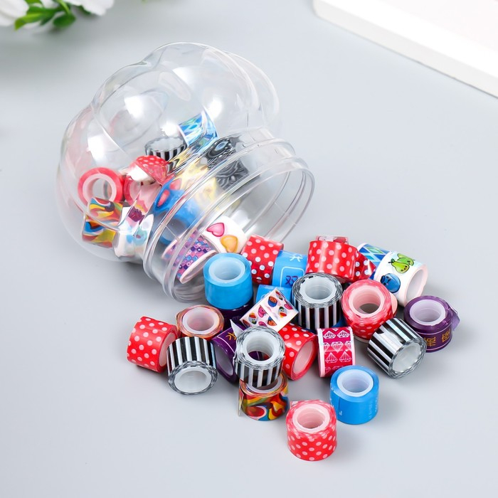 Клейкая лента пластик в банке (набор 40 шт) цвета МИКС, 1,2 смх2,8 м, 6,5х10х10 см Клейкая лента пластик в банке (набор 40 шт) цвета МИКС, 1,2 смх2,8 м, 6,5х10х10 см