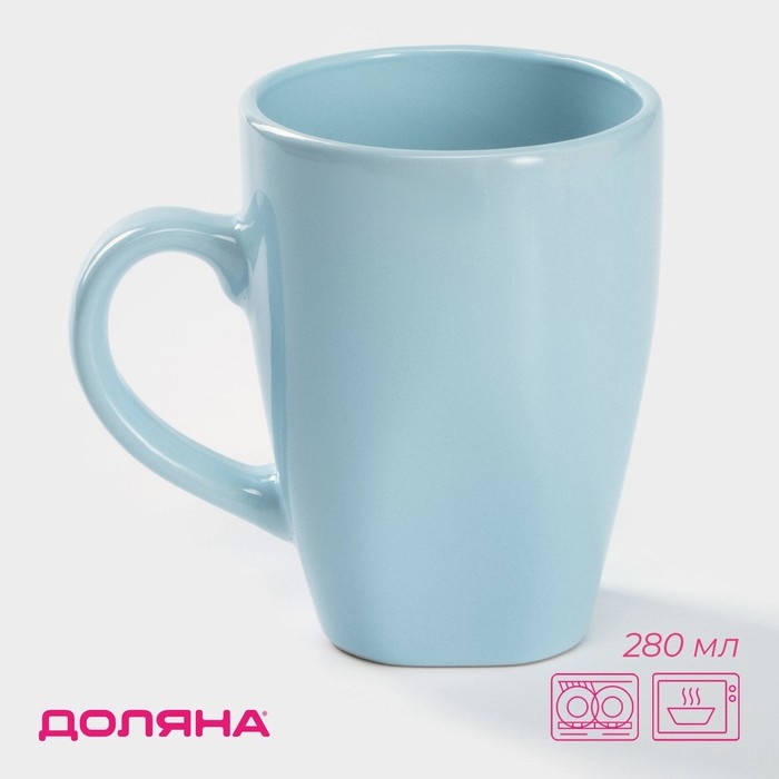 Кружка для чая Доляна «Пастель», 280 мл, керамика, цвет голубой Кружка для чая Доляна «Пастель», 280 мл, керамика, цвет голубой