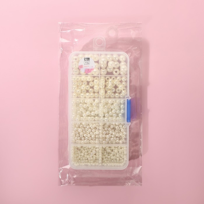 Ассорти пришивного жемчуга, d = 3 / 4 / 5 / 6 / 8 мм, цвет жемчужный Ассорти пришивного жемчуга, d = 3 / 4 / 5 / 6 / 8 мм, цвет жемчужный