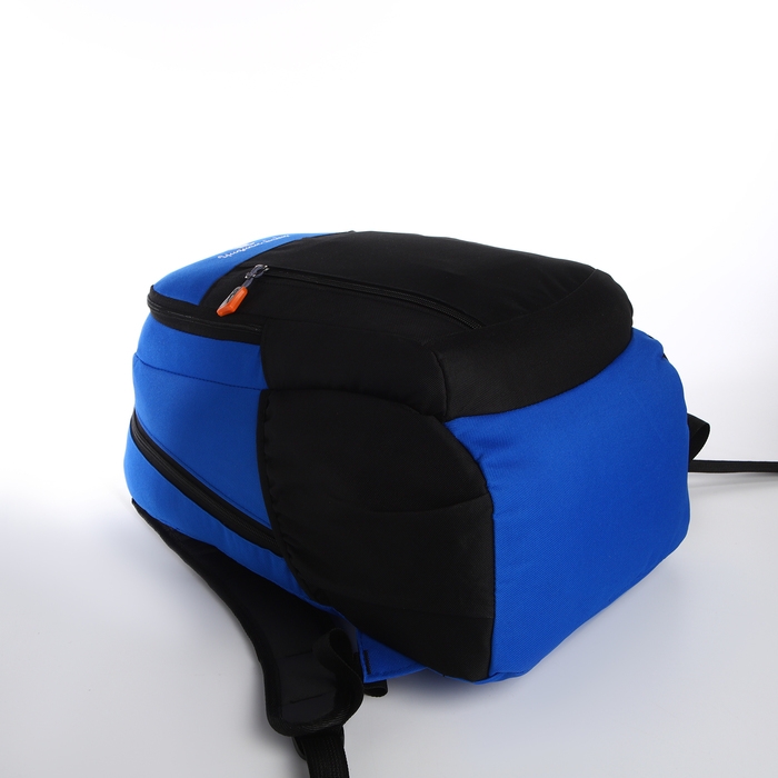 Рюкзак школьный, 2 отдела на молнии, 3 кармана, цвет чёрный/синий Рюкзак школьный, 2 отдела на молнии, 3 кармана, цвет чёрный/синий