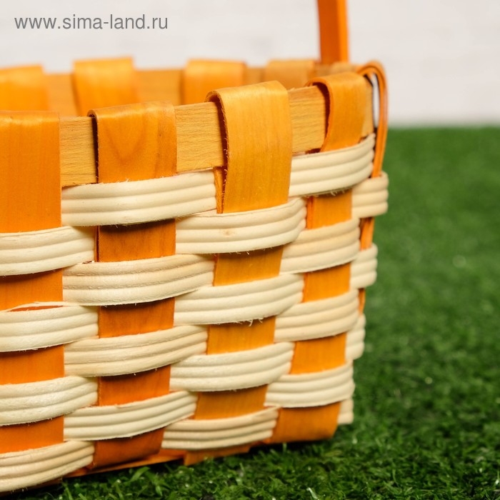 Корзина плетеная, оранжевая,16,5×9,5×20 см, шпон Корзина плетеная, оранжевая,16,5×9,5×20 см, шпон