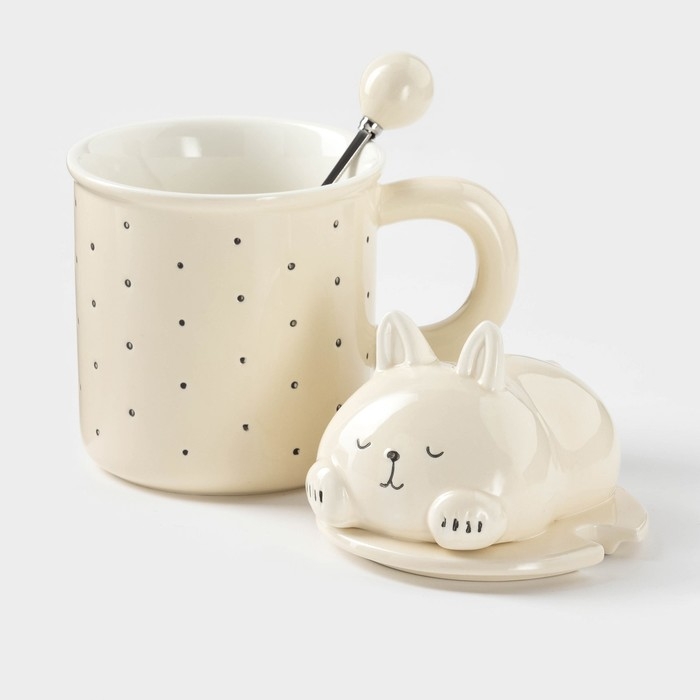 Кружка керамическая «Милый кот», 400 мл, 13,3×9,5×16 см Кружка керамическая «Милый кот», 400 мл, 13,3×9,5×16 см