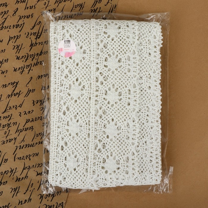 Кружево вязаное, 60 мм × 15 ± 1 м, цвет кипенно-белый Кружево вязаное, 60 мм × 15 ± 1 м, цвет кипенно-белый