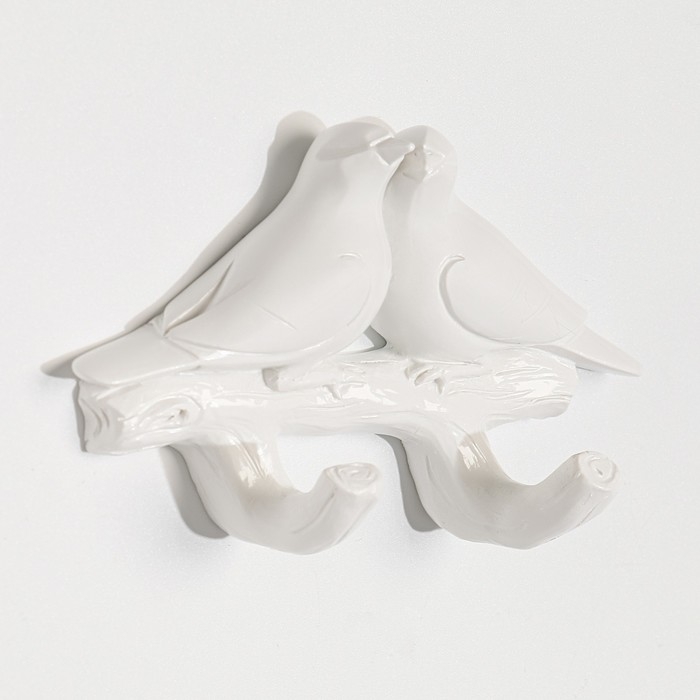 Декор настенный-вешалка Декор настенный-вешалка "Голубки", 10,5 x 7 см, белый