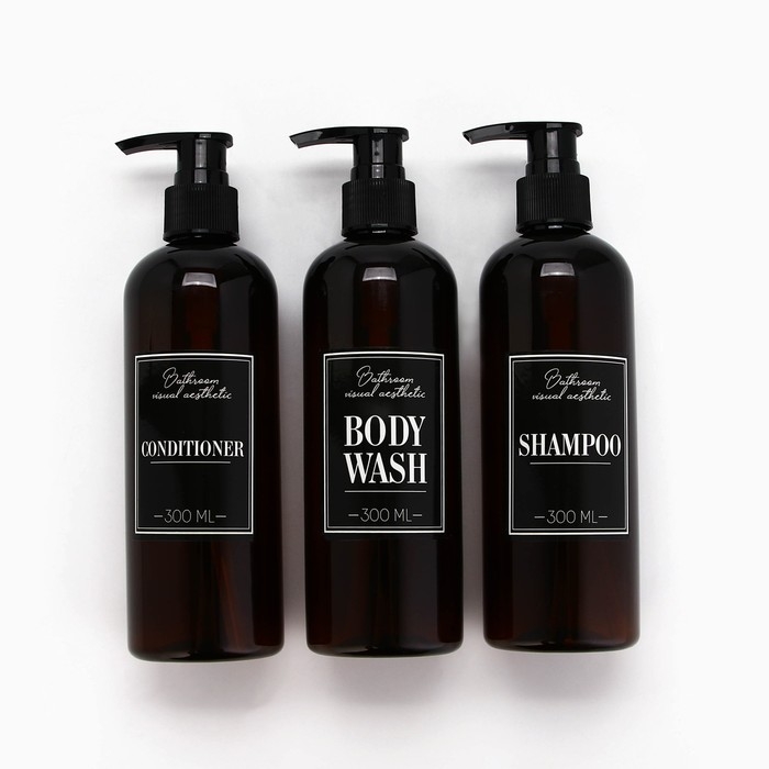 Дозатор для шампуня, кондиционера, гель для душа Bathroom visual, 300 мл., набор 3 шт. Дозатор для шампуня, кондиционера, гель для душа Bathroom visual, 300 мл., набор 3 шт.