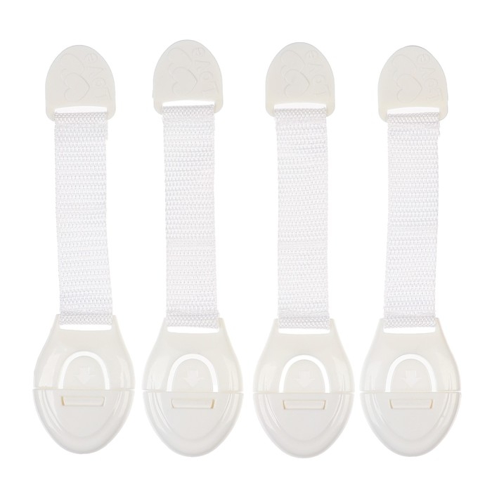 Набор блокираторов для дверей и ящиков, тканевые, универсальные, 18 см., 4 шт., цвет белый, Крошка Я Набор блокираторов для дверей и ящиков, тканевые, универсальные, 18 см., 4 шт., цвет белый, Крошка Я