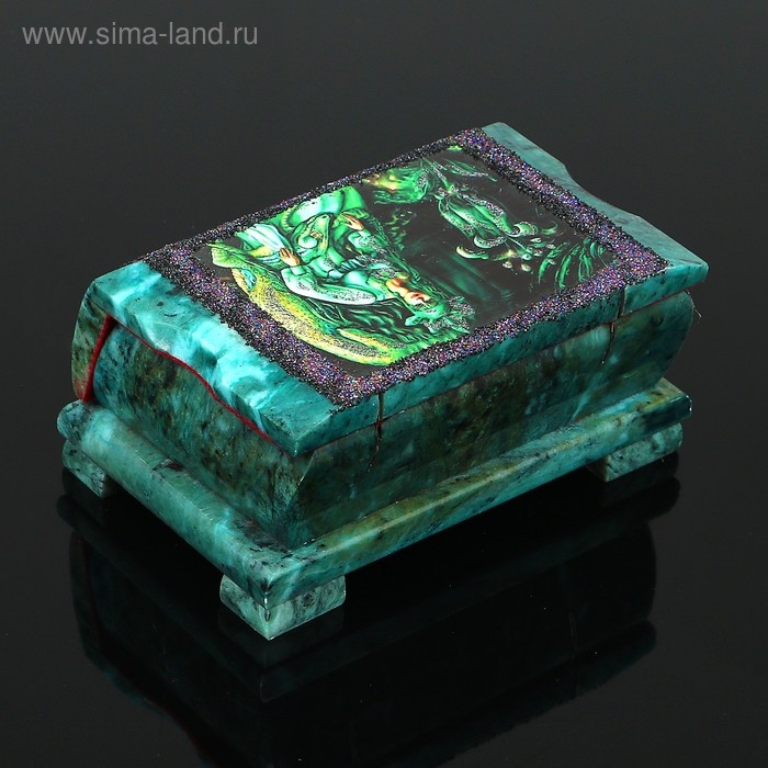 Ларец Ларец "Хозяйка медной горы №1" 15х10х7 см, каменная крошка, змеевик