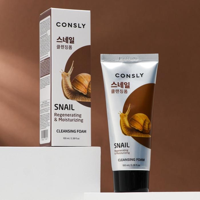 Восстанавливающая кремовая пенка для умывания Consly с муцином улитки, 100 мл Восстанавливающая кремовая пенка для умывания Consly с муцином улитки, 100 мл