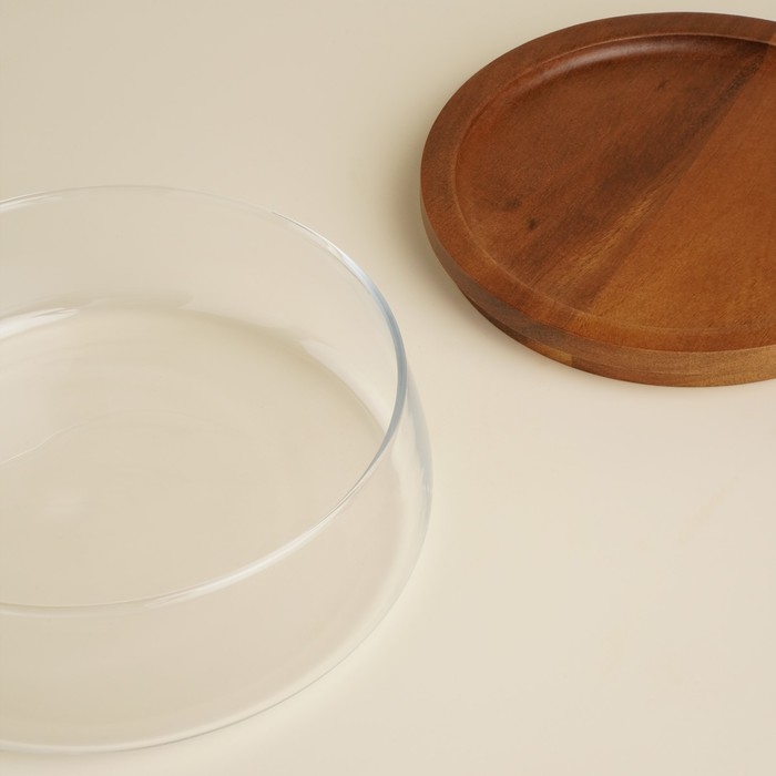 Фруктовница стеклянная с крышкой SL Home «Южная акация», 1 л, 19×6 см, цвет прозрачный Фруктовница стеклянная с крышкой SL Home «Южная акация», 1 л, 19×6 см, цвет прозрачный