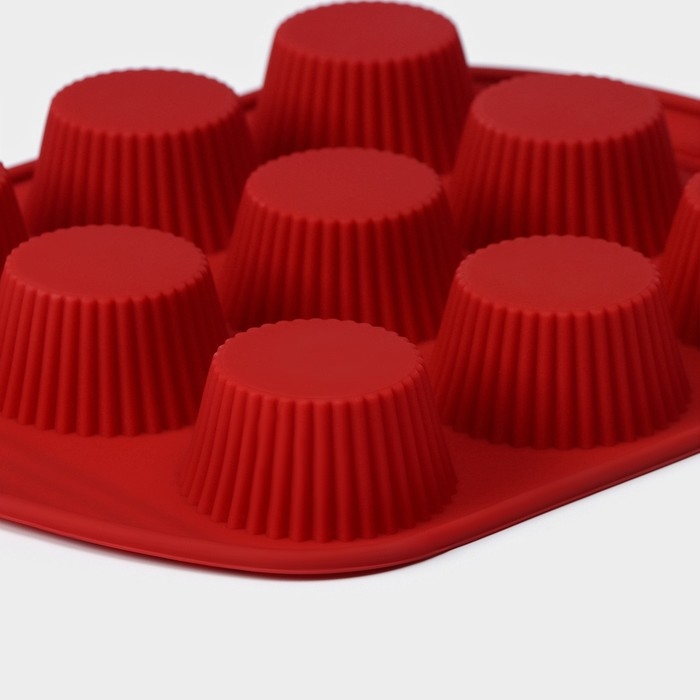 Форма для выпечки Доляна «Сладости.Круг реб», силикон, 26,5×21,5×3 см, 9 ячеек (5,5×3 см), цвет коричневый Форма для выпечки Доляна «Сладости.Круг реб», силикон, 26,5×21,5×3 см, 9 ячеек (5,5×3 см), цвет коричневый