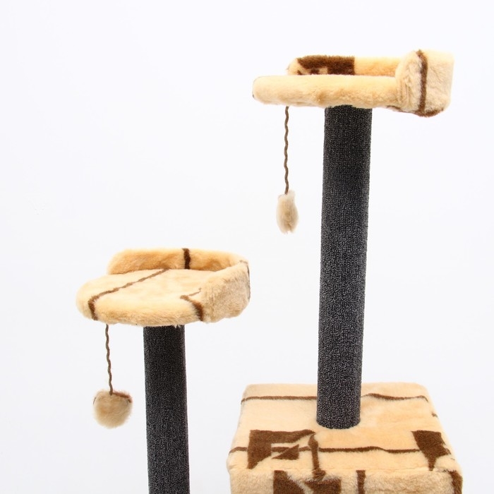 Комплекс для кошек с когтеточкой  Комплекс для кошек с когтеточкой "Лестница", 56 х 52 х 140 см, ковролин, микс цветов