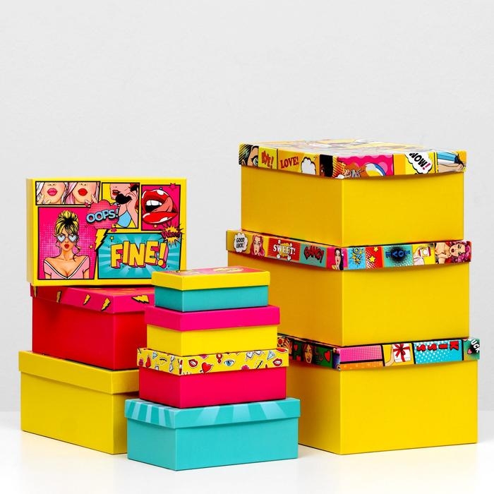 Набор коробок 10 в 1 Pop-art, 30,5 х 20 х 13 - 12 х 6,5 х 4 см Набор коробок 10 в 1 Pop-art, 30,5 х 20 х 13 - 12 х 6,5 х 4 см