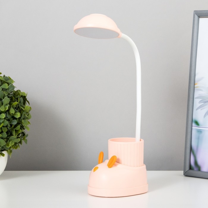 Лампа настольная  Лампа настольная "Ботинок заяц" LED 3 режима 3Вт USB органайзер  розовый 8х11х31 см RISALUX