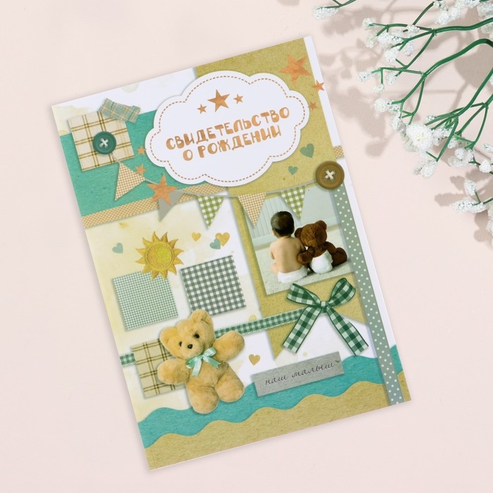Свидетельство о рождении Свидетельство о рождении "Мишка" тиснение, А5