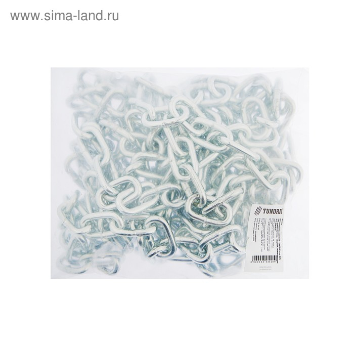 Цепь короткозвенная ТУНДРА krep, DIN766, диаметр 6 мм, сварная, оцинкованная, 5 м Цепь короткозвенная ТУНДРА krep, DIN766, диаметр 6 мм, сварная, оцинкованная, 5 м