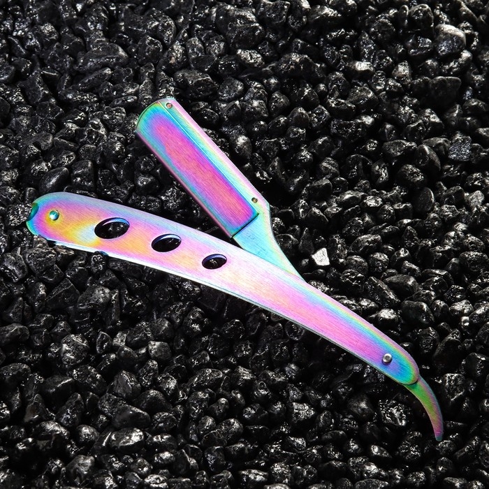 Опасная бритва Шаветт (без лезвия) из нержавеющей стали, блики Опасная бритва Шаветт (без лезвия) из нержавеющей стали, блики