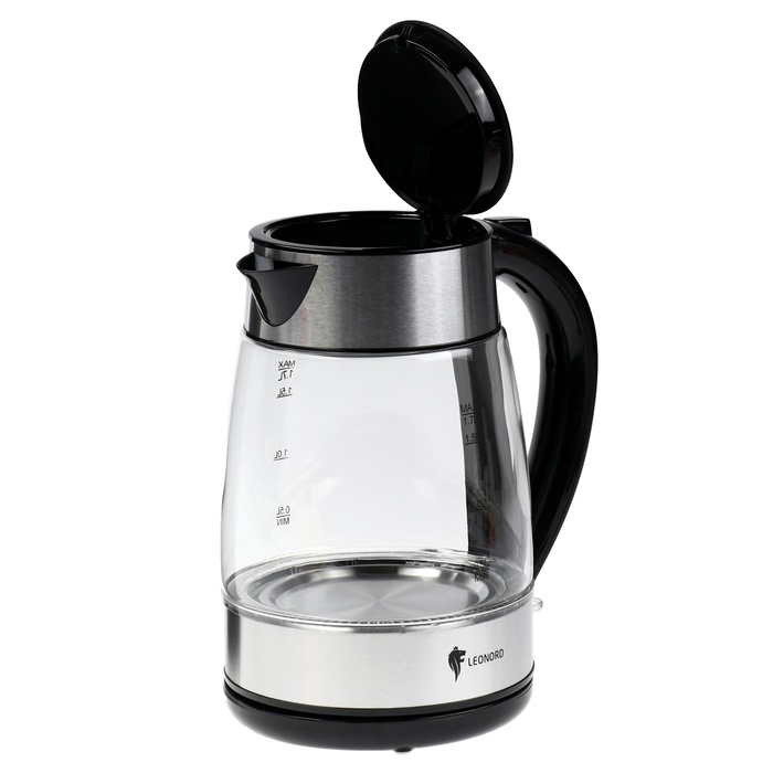 Чайник электрический Leonord LE-1513, стекло, 1.7 л, 2200 Вт, серебристый Чайник электрический Leonord LE-1513, стекло, 1.7 л, 2200 Вт, серебристый