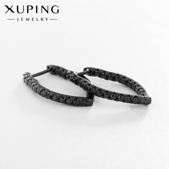 Серьги со стразами XUPING арфа неотразимость, цвет чёрный Серьги со стразами XUPING арфа неотразимость, цвет чёрный