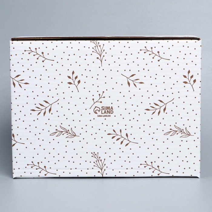 Коробка подарочная сборная, упаковка, «Веточки», белый, 27 х 21 х 9 см Коробка подарочная сборная, упаковка, «Веточки», белый, 27 х 21 х 9 см