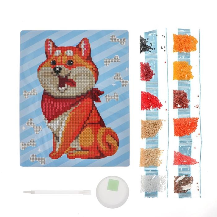 Алмазная мозаика с частичным заполнением для детей «Пушистая собачка», 20 х 25 см Алмазная мозаика с частичным заполнением для детей «Пушистая собачка», 20 х 25 см