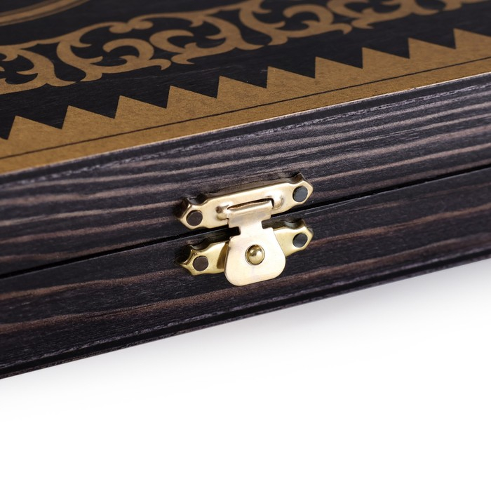 Настольные игры 3в1 "Золотой орнамент": нарды, шахматы, шашки деревянные, большие, 60х60см