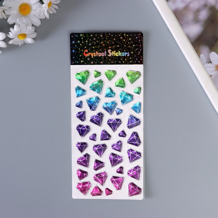 Наклейки для творчества пластик Наклейки для творчества пластик "Градиент. Алмазы" 22х9,5 см