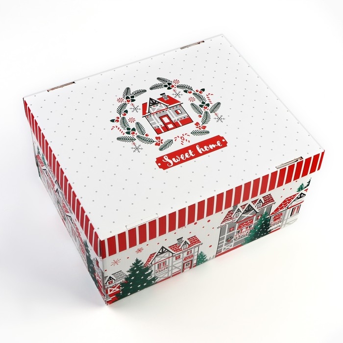 Коробка подарочная новогодняя складная «Sweet home», 31.2 х 25.6 х 16.1 см, Новый год Коробка подарочная новогодняя складная «Sweet home», 31.2 х 25.6 х 16.1 см, Новый год
