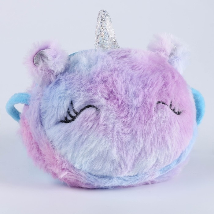 Плюшевая сумочка "Единорог" на шнурке, цвет сиреневый