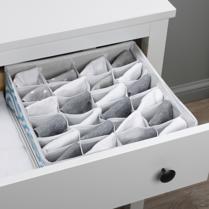 Органайзер для хранения белья Доляна «Лагуна», 24 ячейки, 30×30×10 см, цвет бирюзовый Органайзер для хранения белья Доляна «Лагуна», 24 ячейки, 30×30×10 см, цвет бирюзовый