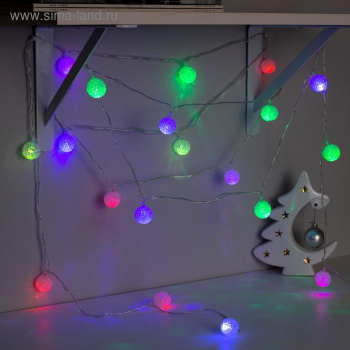 Гирлянда «Нить» 5 м с насадками «Шарики акриловые», IP20, прозрачная нить, 20 LED, свечение мульти (RG/RB), мигание, 220 В