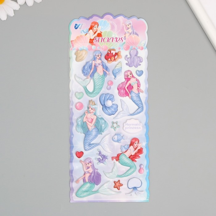 Наклейка пластик мягкие Наклейка пластик мягкие "Русалки" МИКС 24х10 см