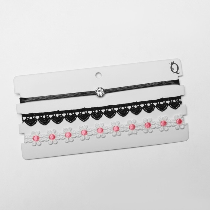 Чокер «Трио» цветы и сердца (набор 3 шт.), цветной, 32 см Чокер «Трио» цветы и сердца (набор 3 шт.), цветной, 32 см