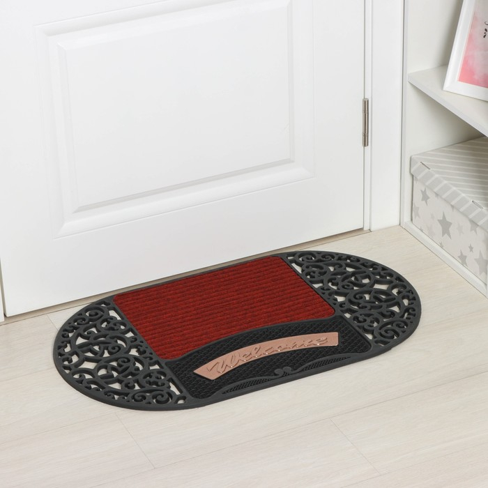 Коврик придверный узорный Доляна Welcome, 45×75 см, цвет МИКС Коврик придверный узорный Доляна Welcome, 45×75 см, цвет МИКС