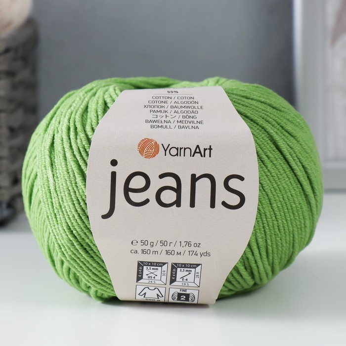Пряжа Пряжа "Jeans" 55% хлопок, 45% акрил 160м/50гр (69 трава)