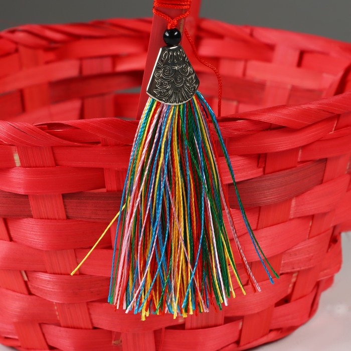 Корзина плетеная, D19 х 9 х 32 см, розовая, бамбук Корзина плетеная, D19 х 9 х 32 см, розовая, бамбук