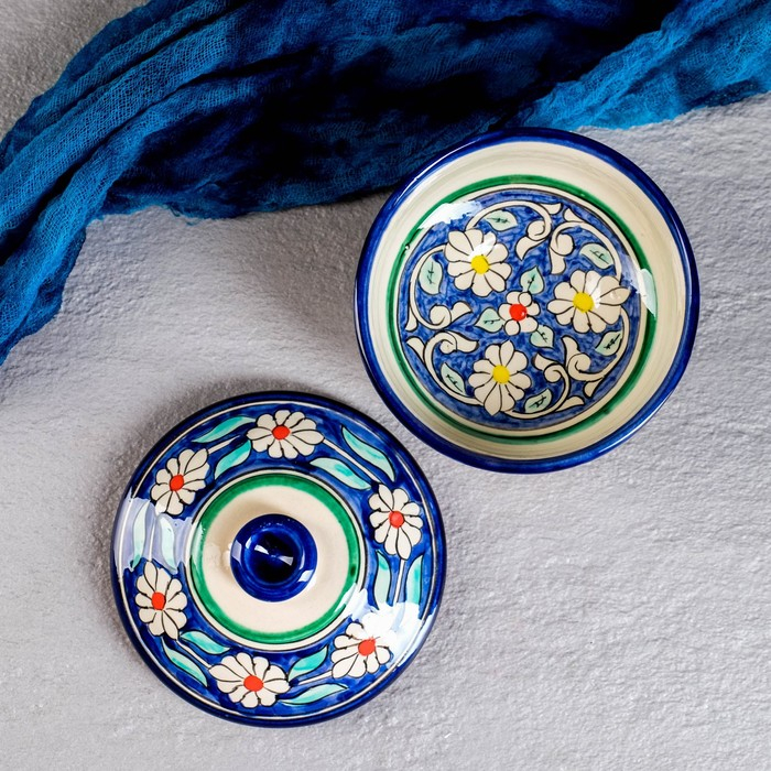 Набор чайный Риштан, 9 предм: чайник 1л., 6 пиал 9,5см, конфетница 23см, сахарница 250м Набор чайный Риштан, 9 предм: чайник 1л., 6 пиал 9,5см, конфетница 23см, сахарница 250м