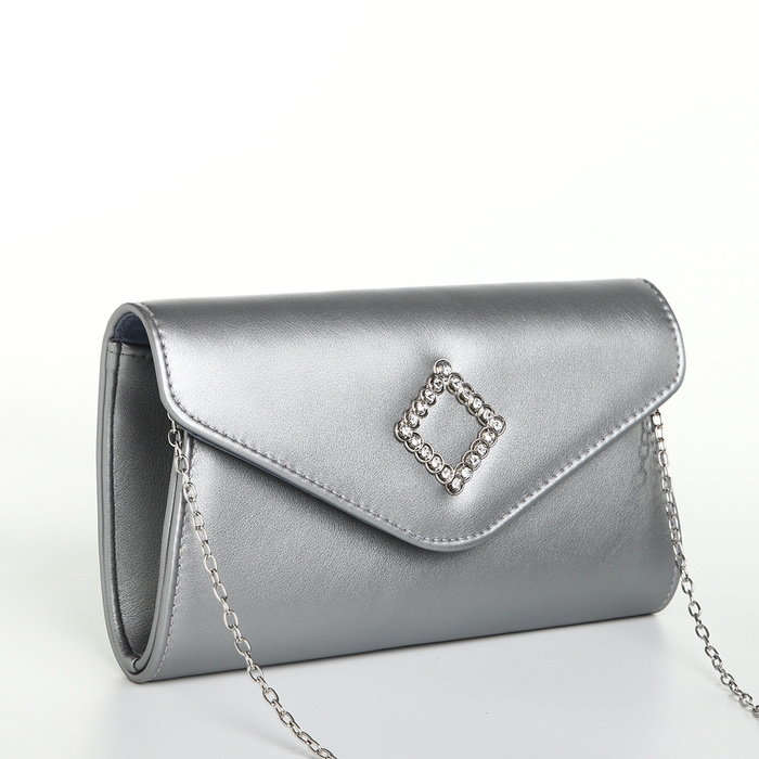 Сумка-клатч на магните, цвет серебряный