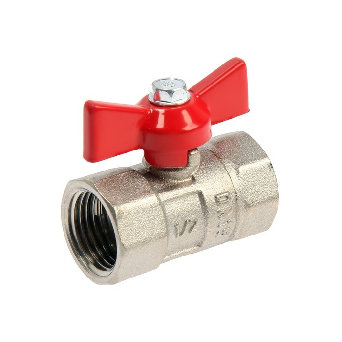 Кран шаровой Кран шаровой "ГАЛЛОП" ПРАКТИК DN-15 130, внутренняя/внутренняя резьба 1/2", бабочка, никел.