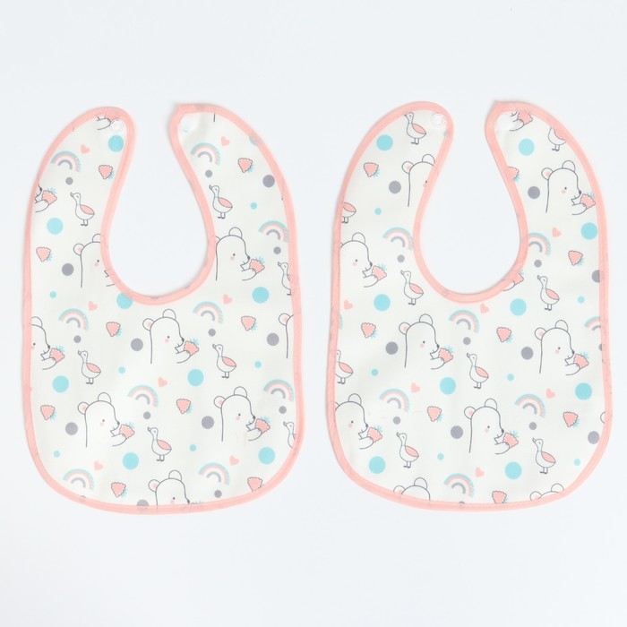 Набор детских слюнявчиков Крошка Я, 4 шт. + подарок, 29х20 см., цвет розовый, серый Набор детских слюнявчиков Крошка Я, 4 шт. + подарок, 29х20 см., цвет розовый, серый