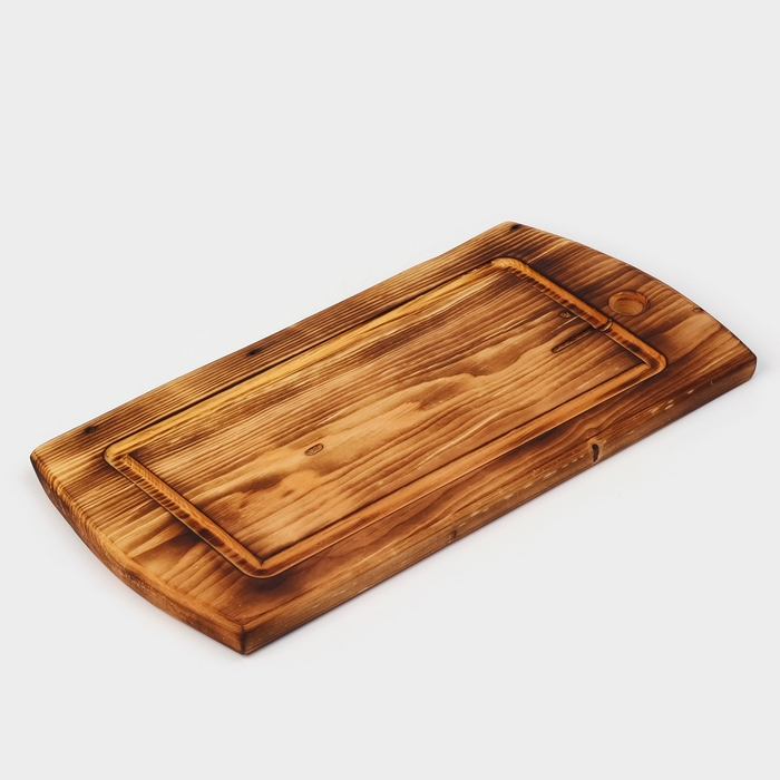 Доска разделочная в обжиге с кровостоком Wild Kitchen, 50×20-25×2,5 см, цельный массив кедра Доска разделочная в обжиге с кровостоком Wild Kitchen, 50×20-25×2,5 см, цельный массив кедра