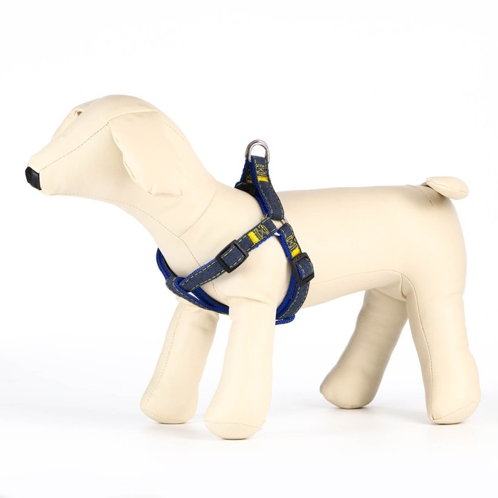 Шлейка Шлейка "Джинс", синий подклад, ширина 1,5 см, ОШ 35-50 см, ОГ 35-50 см